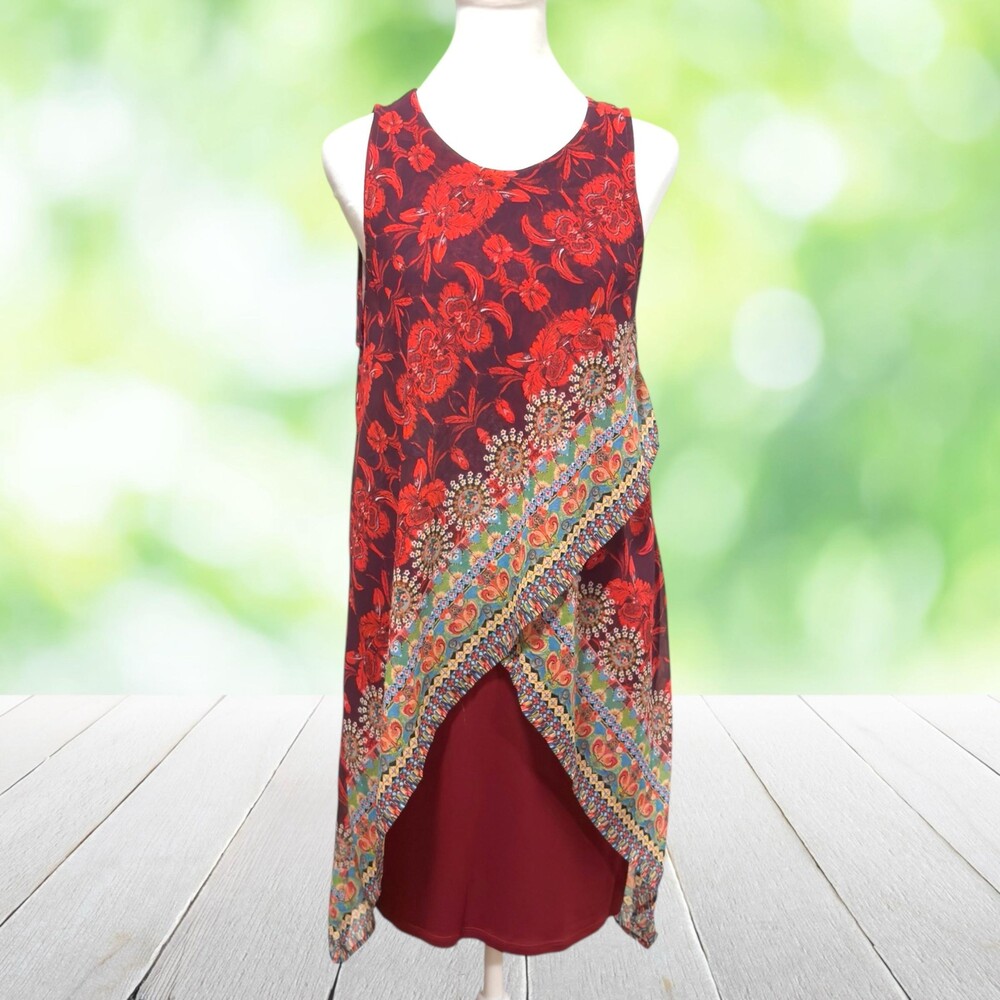 DESIGUAL Asymmetrical Layered Dress Boho Floral Monique Multilayer EU 36 US XS